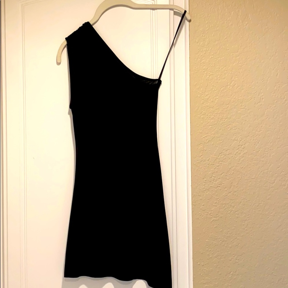 Asymmetrical black tunic top